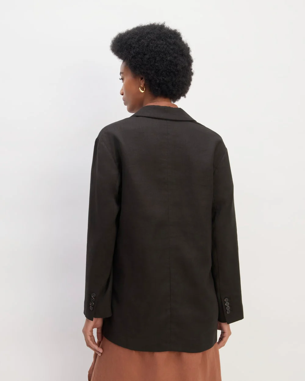 The Linen Double Breasted Blazer | Black - Image 6