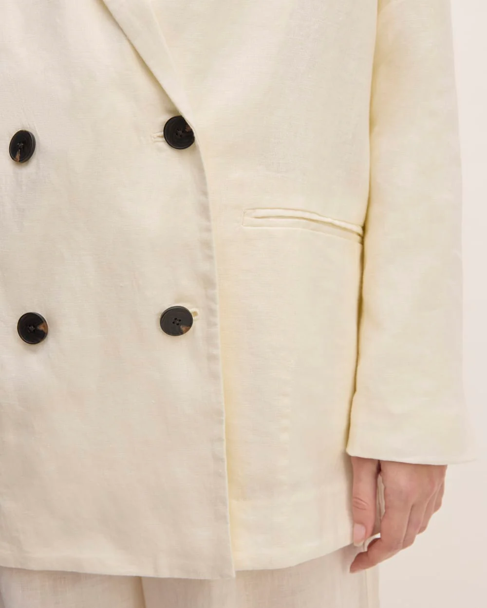 The Linen Double Breasted Blazer | Bone - Image 5