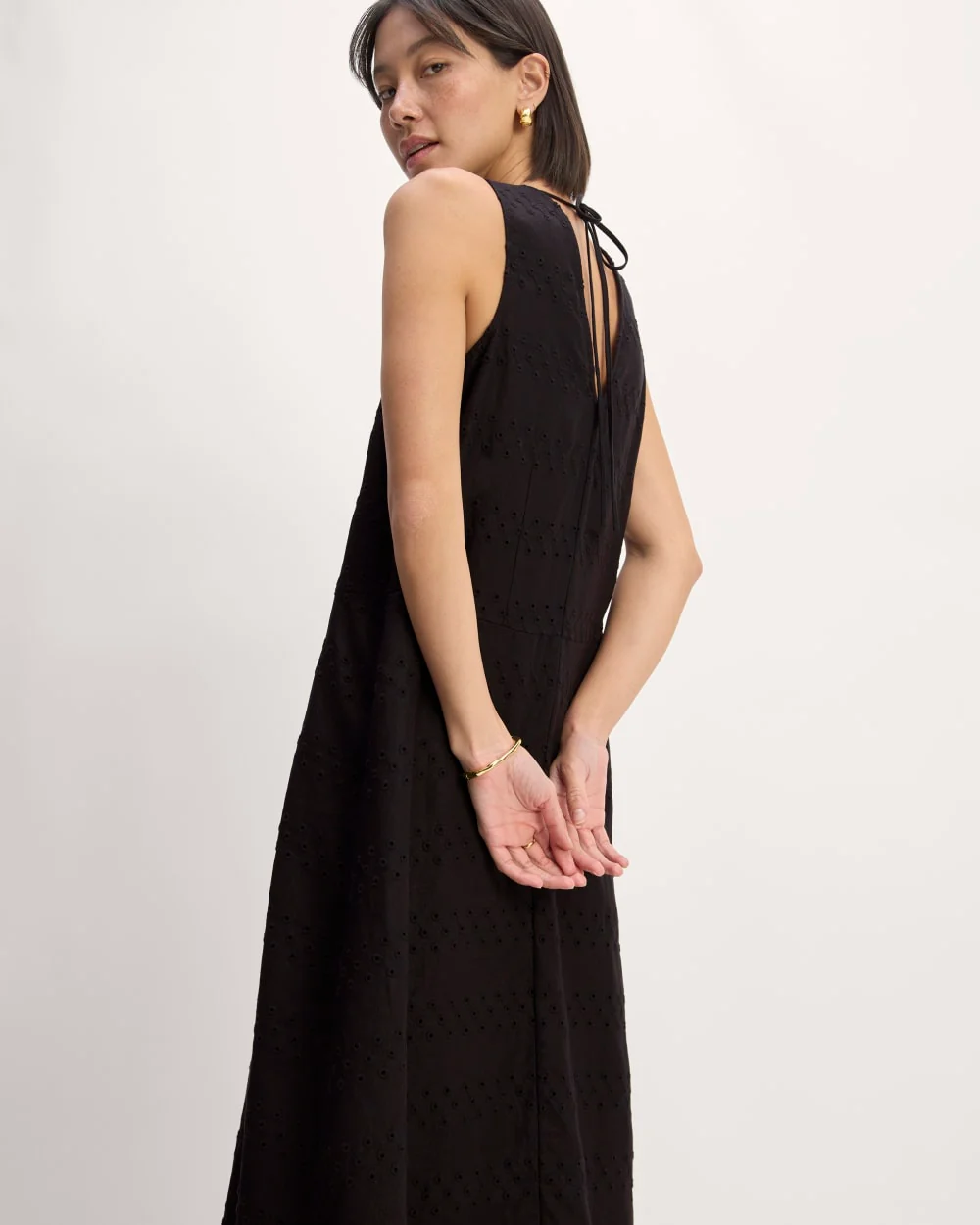 The Linen Eyelet Maxi Dress | Black Eyelet - Image 4