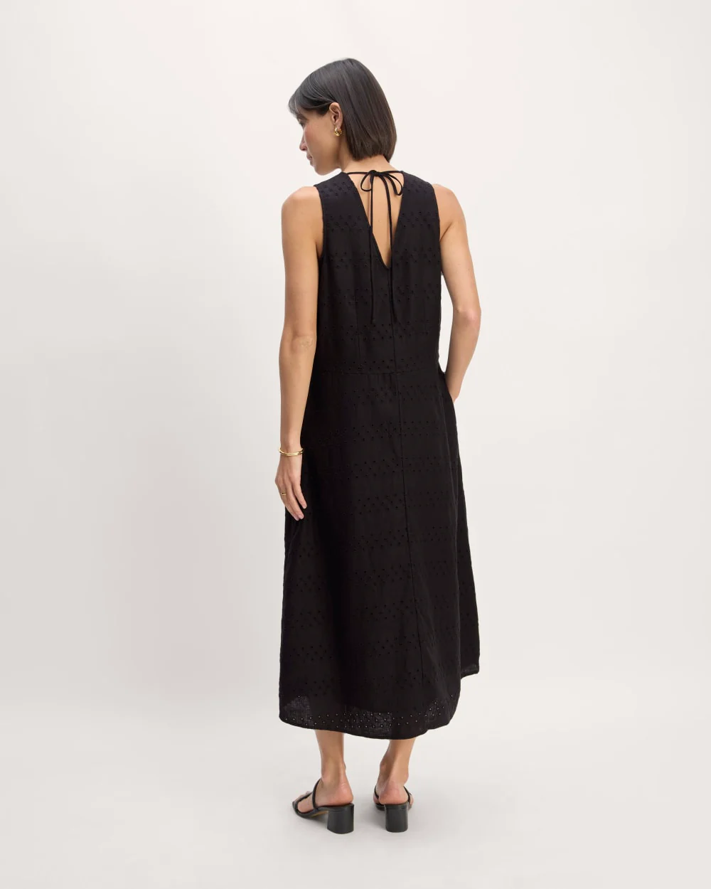 The Linen Eyelet Maxi Dress | Black Eyelet - Image 6