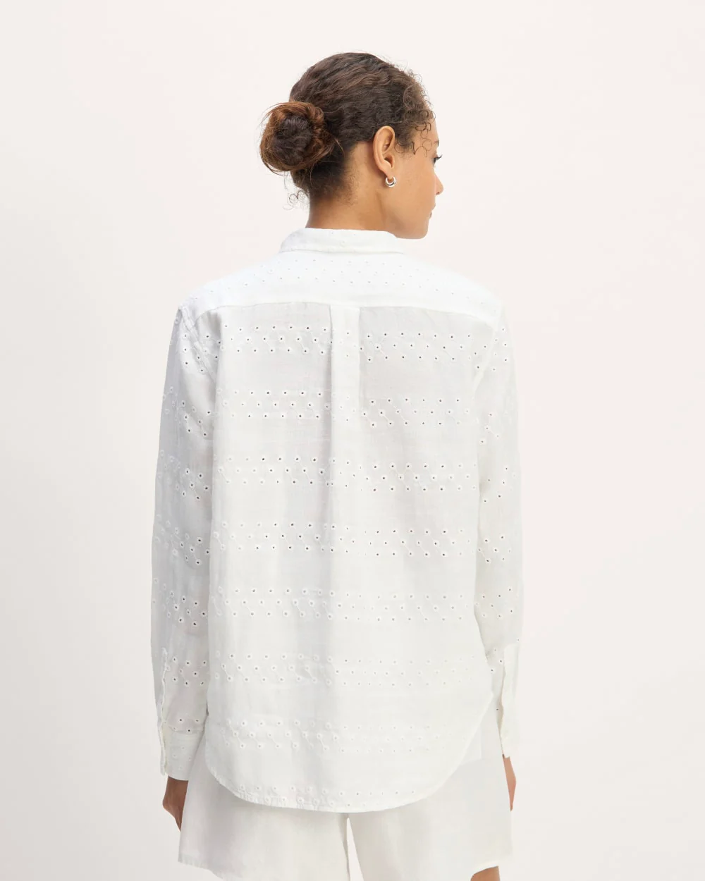 The Linen Eyelet Relaxed Shirt | White Eyelet - Image 6