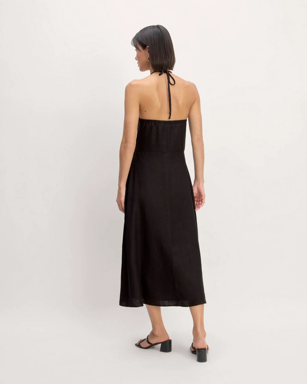 The Linen Halter-Neck Dress | Black - Image 6