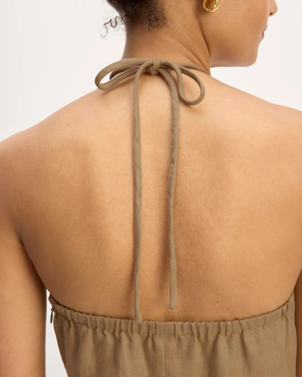 The Linen Halter-Neck Dress | Tiger's Eye - Image 5