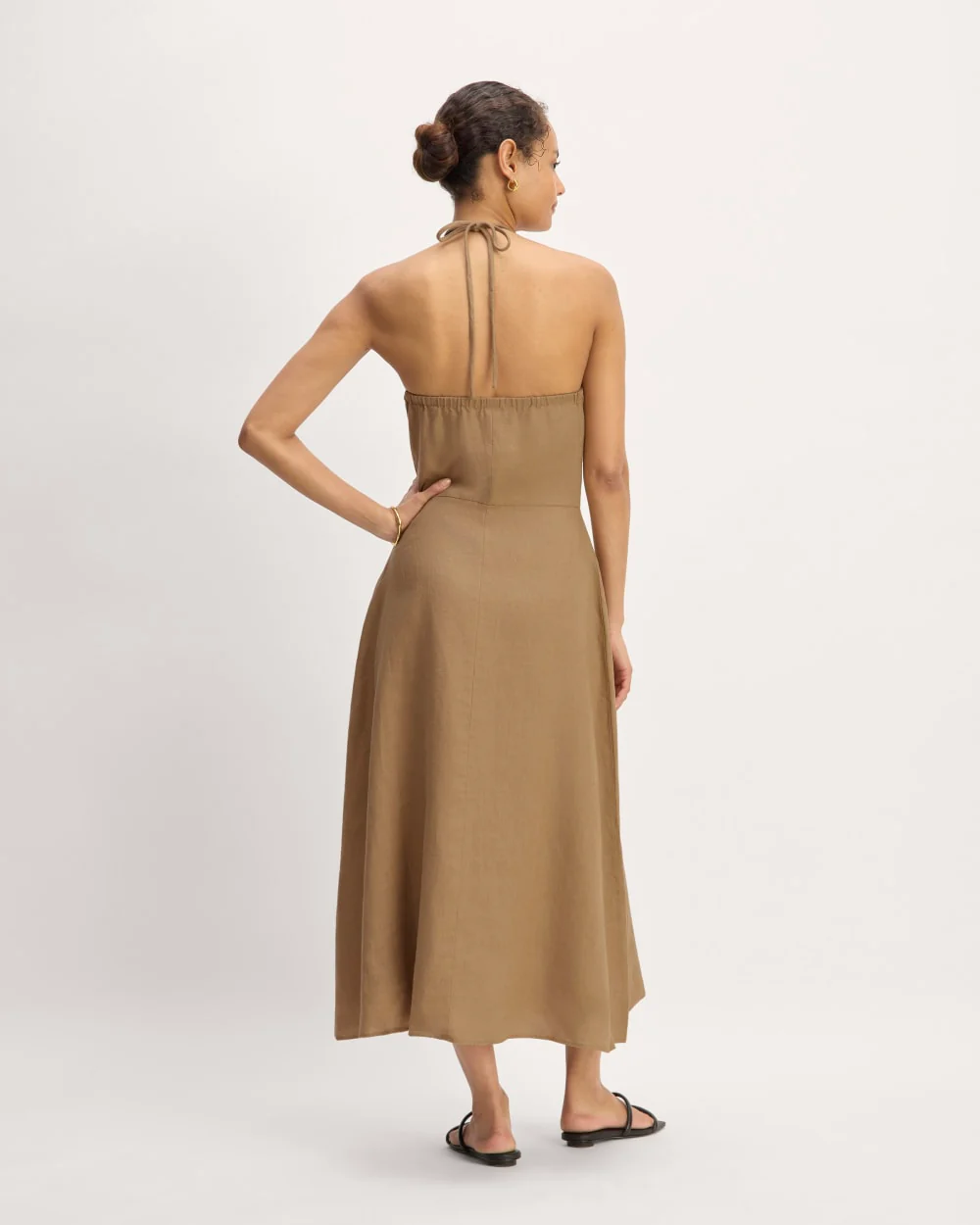 The Linen Halter-Neck Dress | Tiger's Eye - Image 6