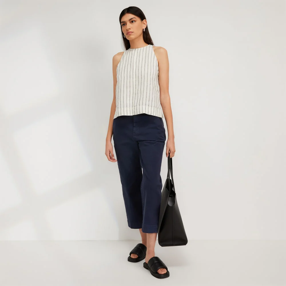 The Linen High-Neck Tank | Black / Canvas Tan - Image 6