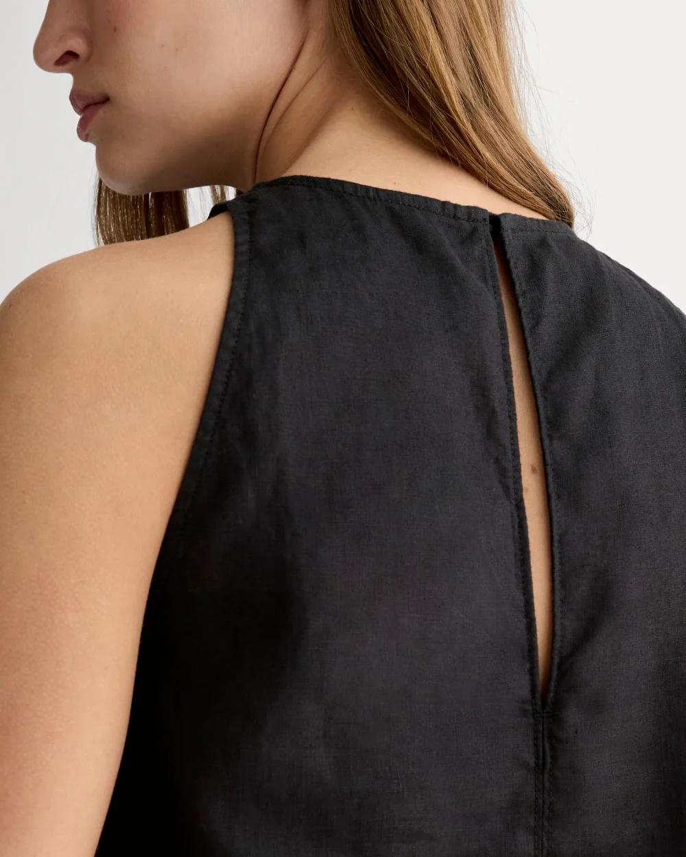 The Linen High-Neck Tank | Black - Image 4