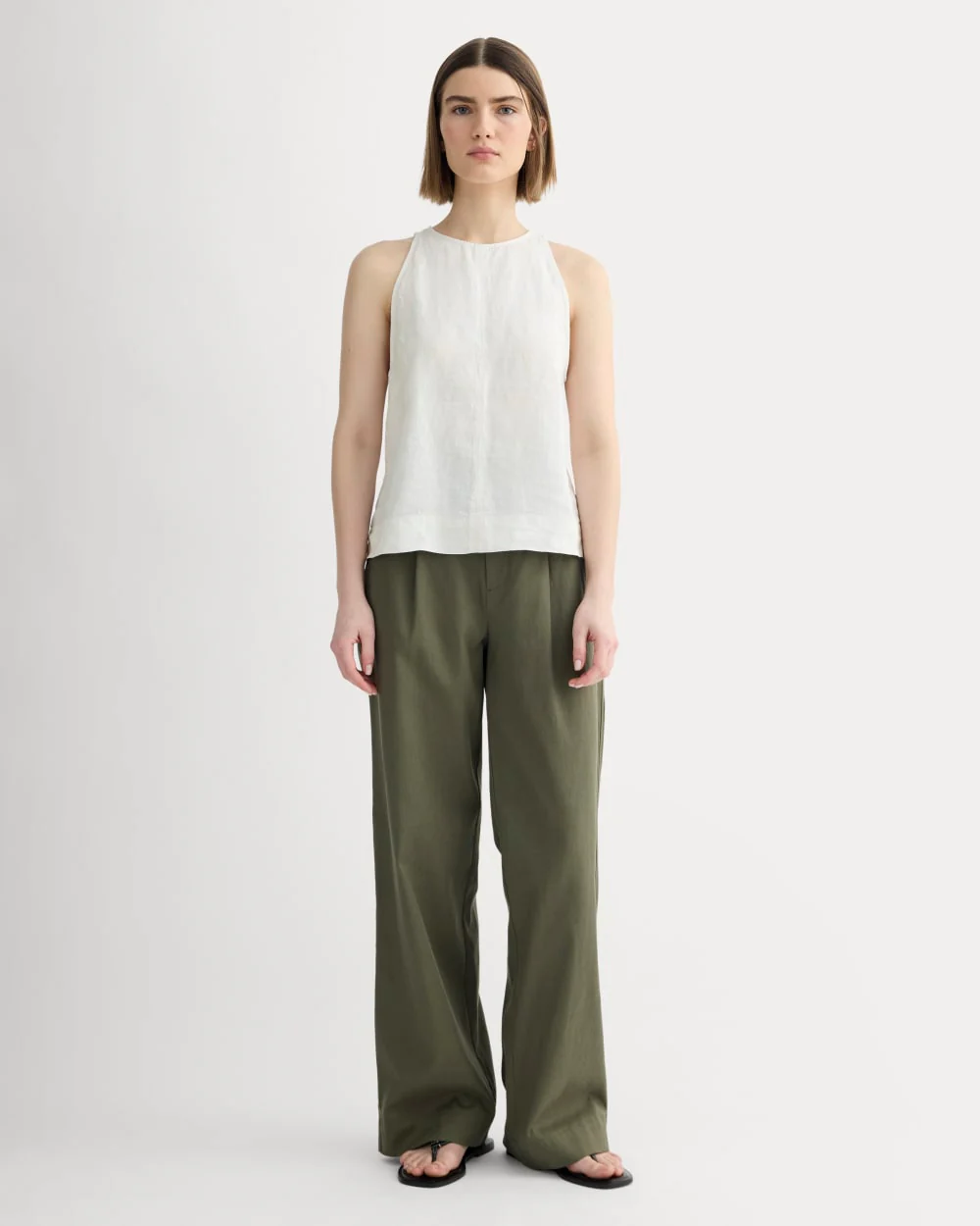 The Linen High-Neck Tank | Natural Chambray - Image 3