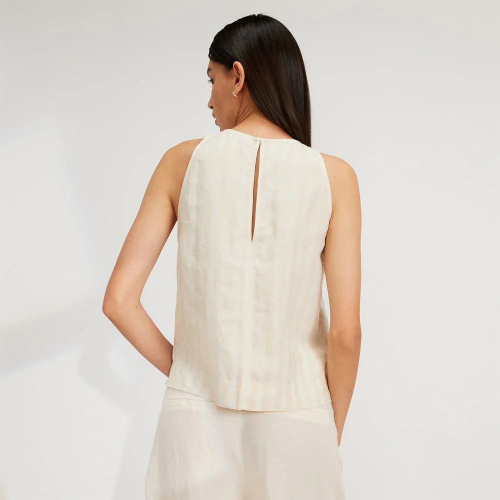 The Linen High-Neck Tank | Brazilian Sand / Canvas Tan - Image 3