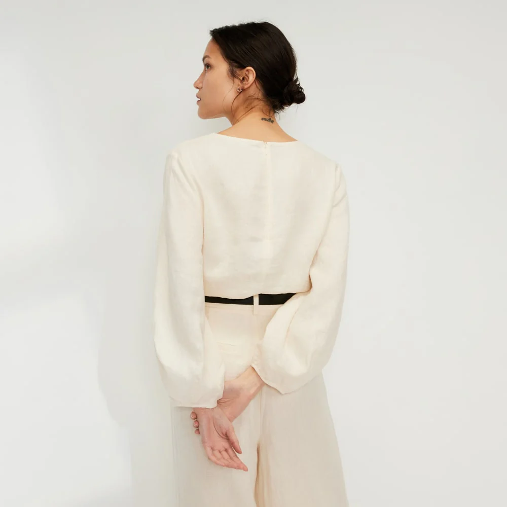 The Linen Long-Sleeve Top | Canvas - Image 3
