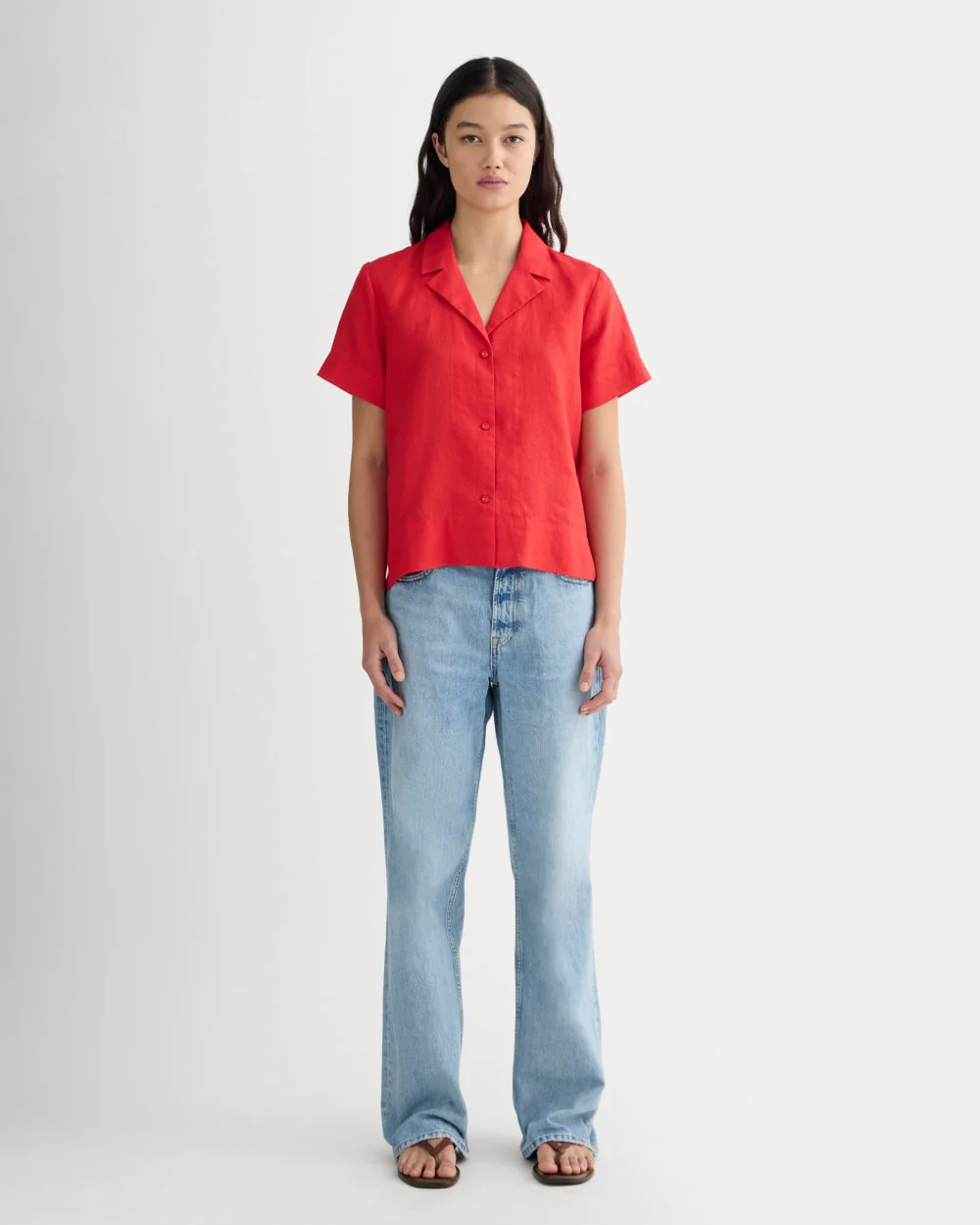 The Notch Shirt in Linen | Classic Red - Image 3