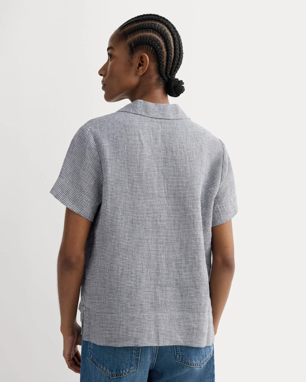 The Notch Shirt in Linen | Midnight Navy Gingham - Image 5