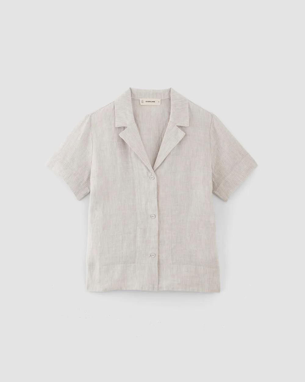 The Notch Shirt in Linen | Stone / White - Image 2