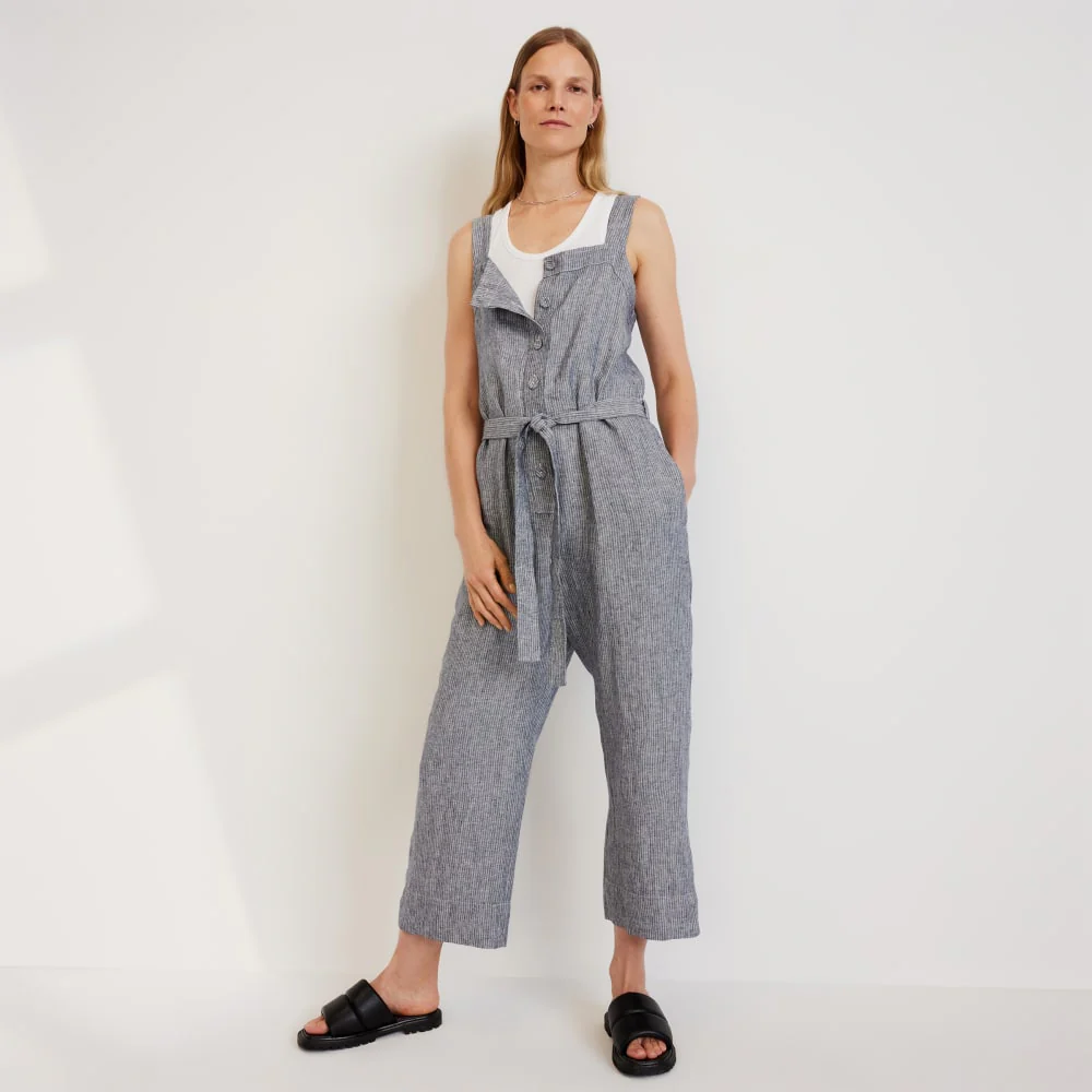 The Linen Jumpsuit | Canvas Tan / Navy