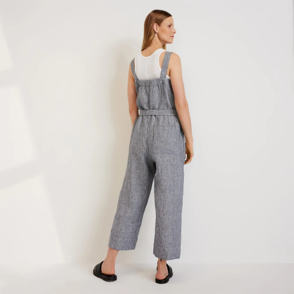 The Linen Jumpsuit | Canvas Tan / Navy - Image 3