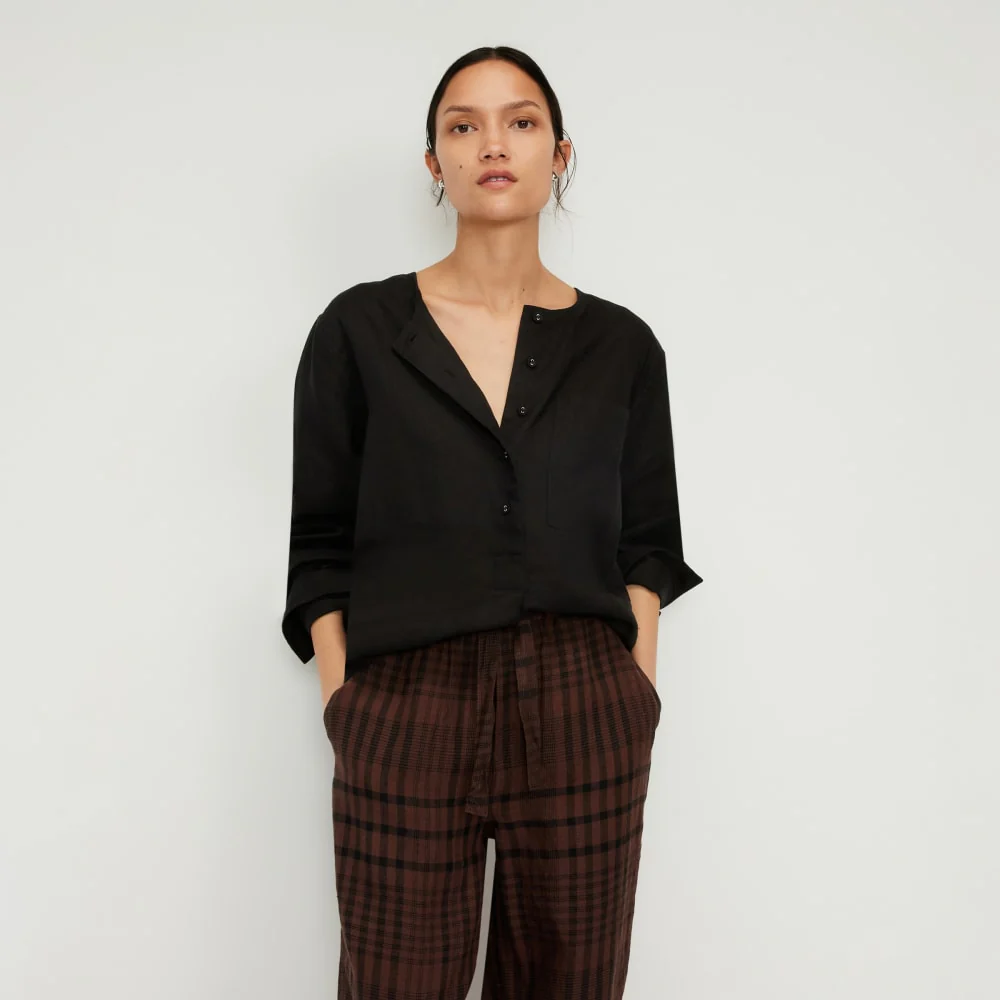 The Linen Popover Shirt | Black