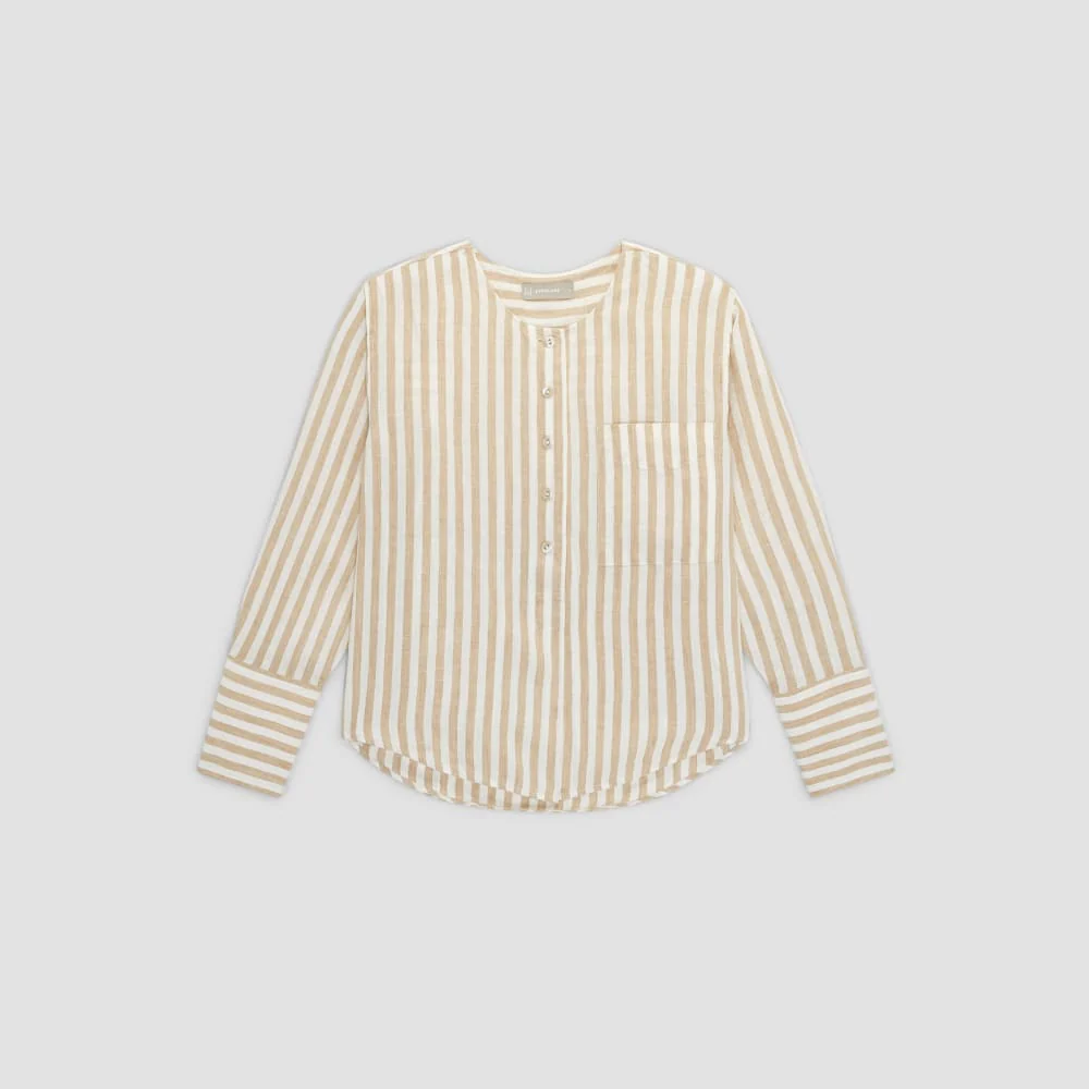 The Linen Popover Shirt | Bone / Caramel - Image 2