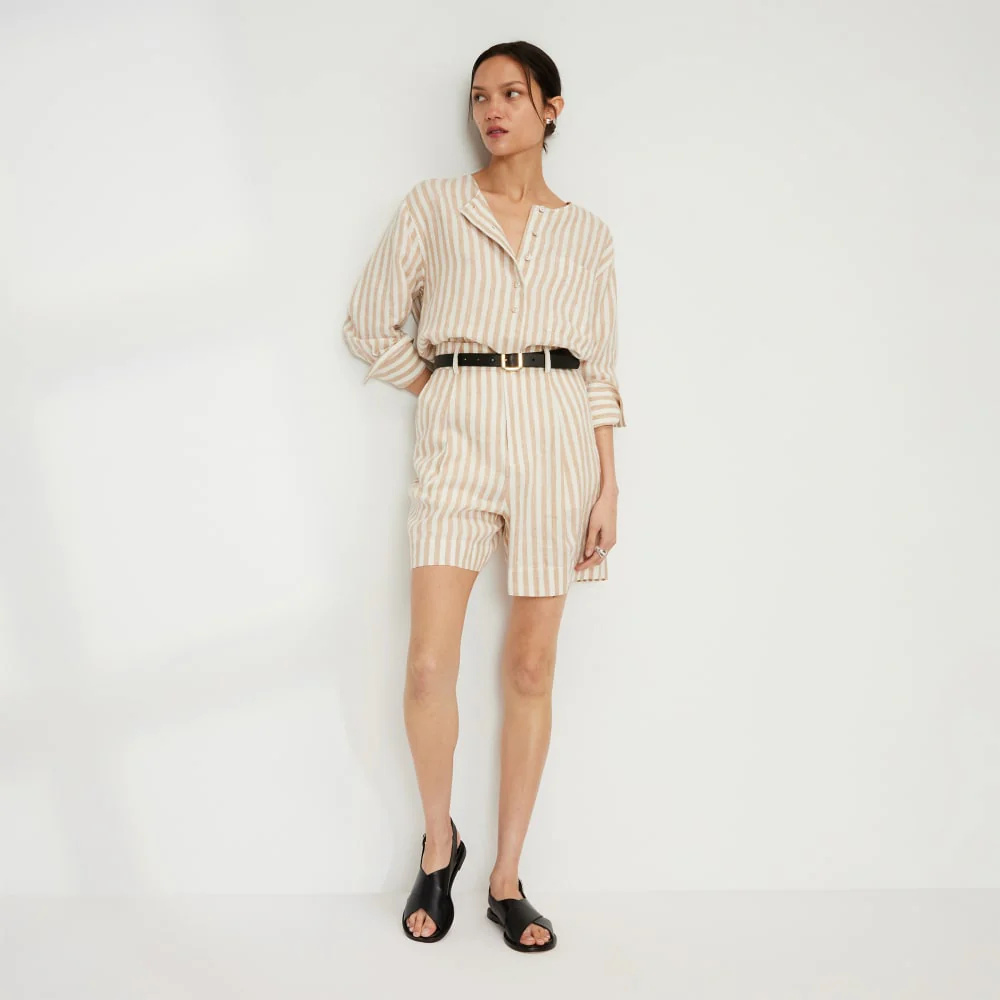 The Linen Popover Shirt | Bone / Caramel - Image 6