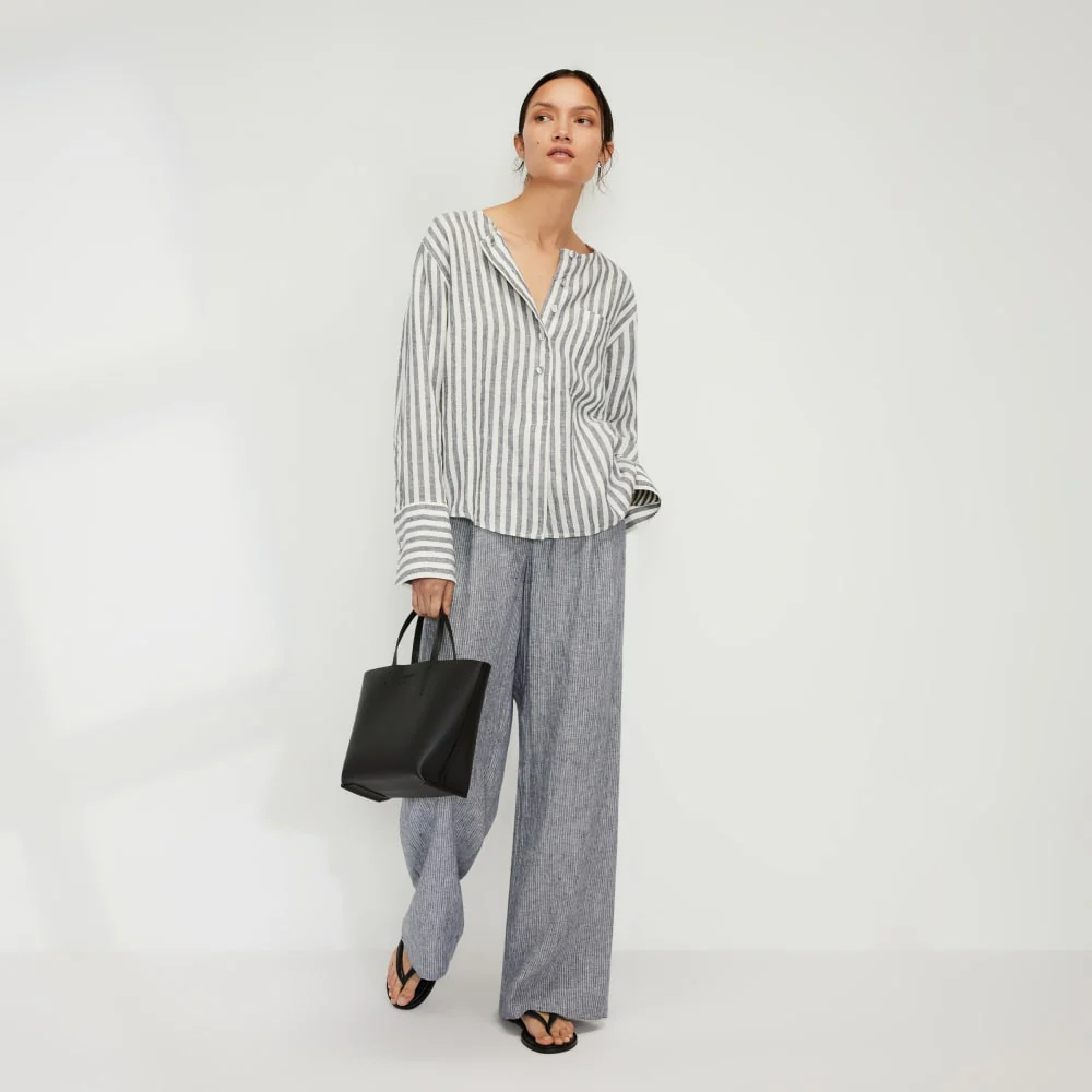 The Linen Popover Shirt | Bone/Navy - Image 6