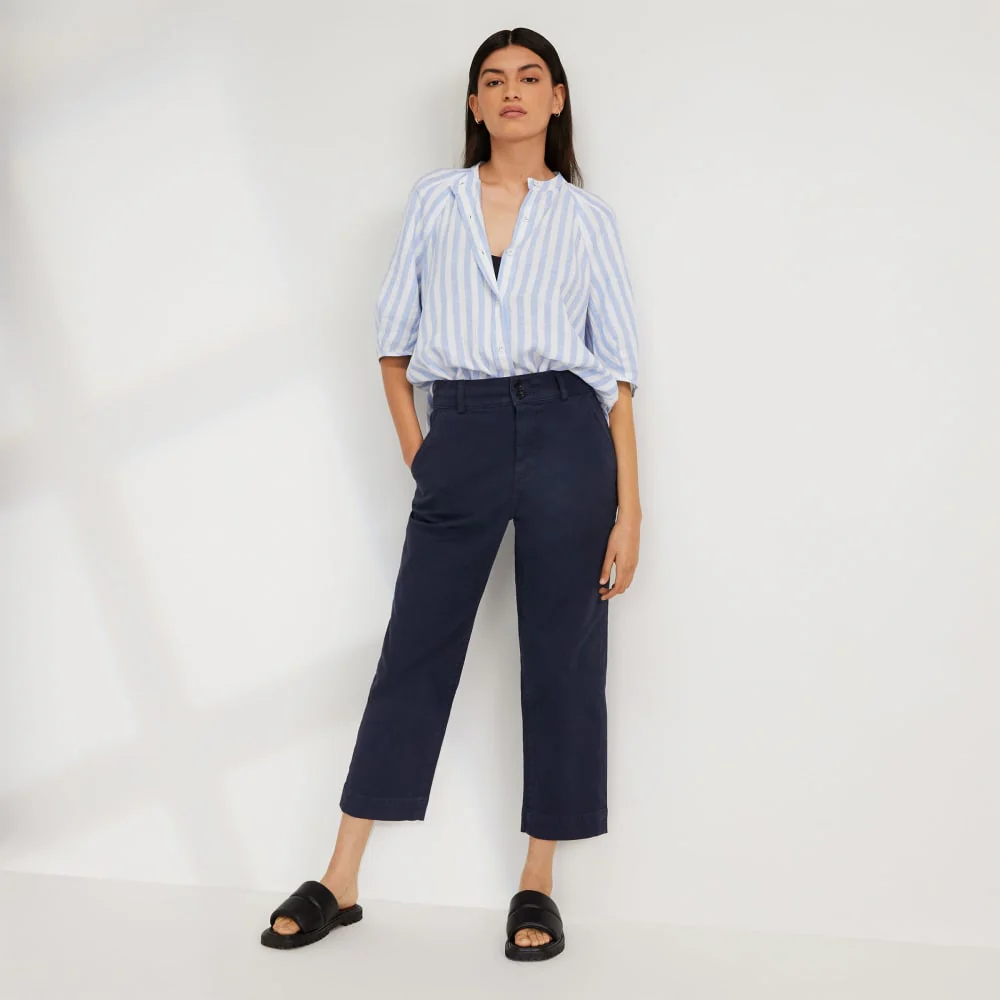 The Linen Puff Sleeve Shirt | Blue / White - Image 6