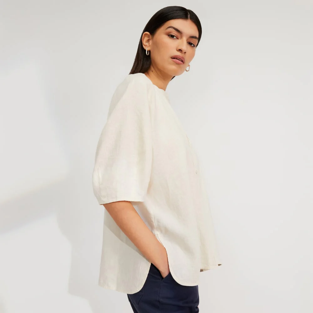 The Linen Puff Sleeve Shirt | Canvas - Image 5
