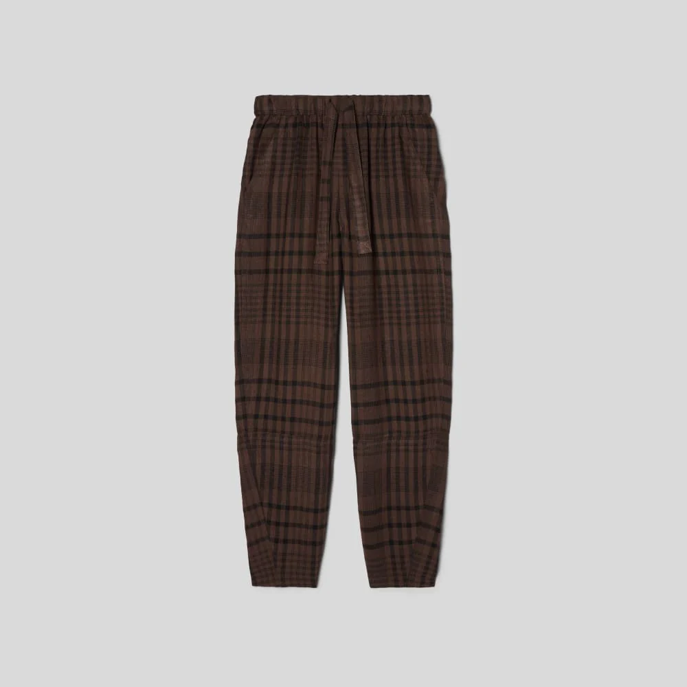 The Linen Pull-On Barrel Pant | Chocolate Brown / Black - Image 2