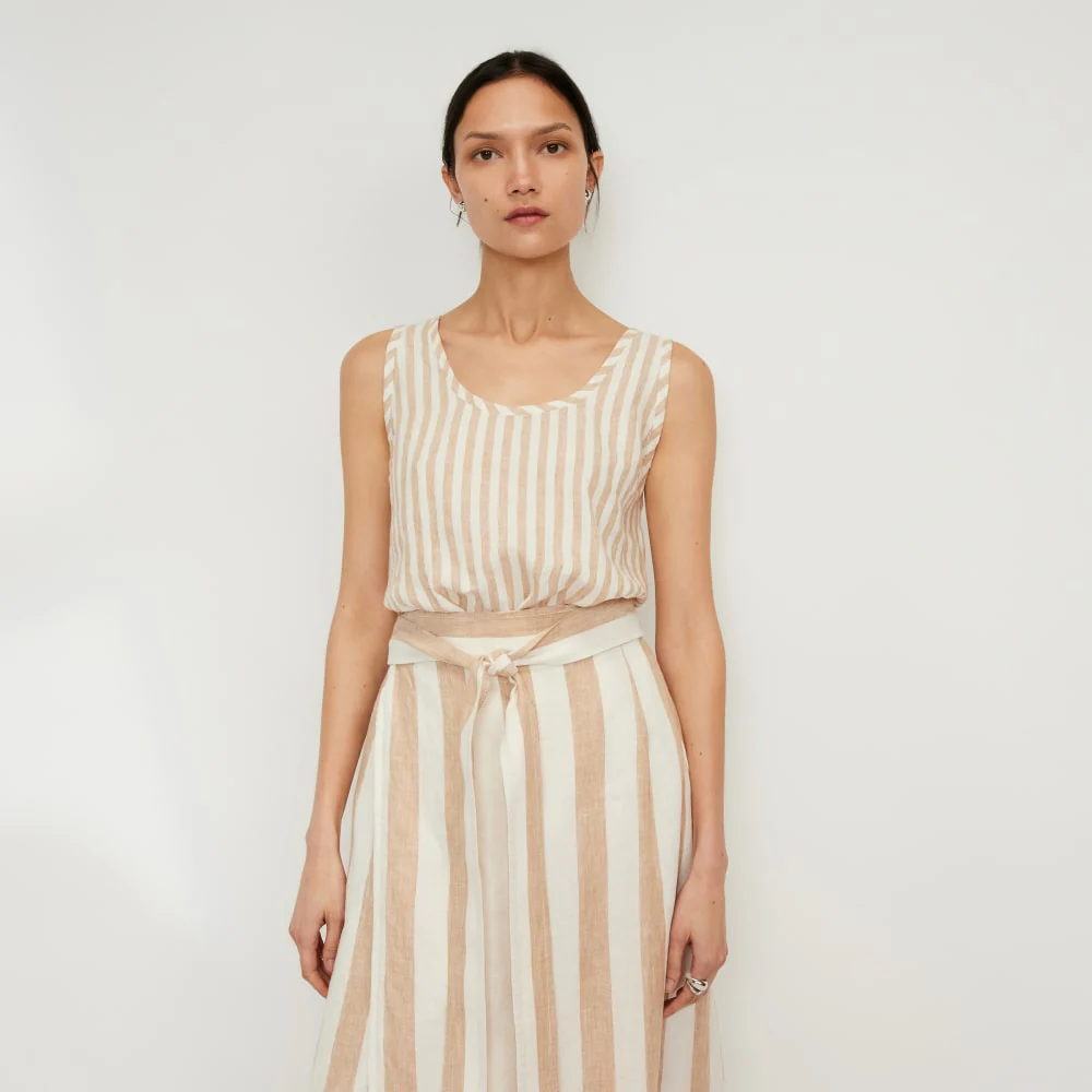 The Scoop Tank in Linen | Bone / Caramel