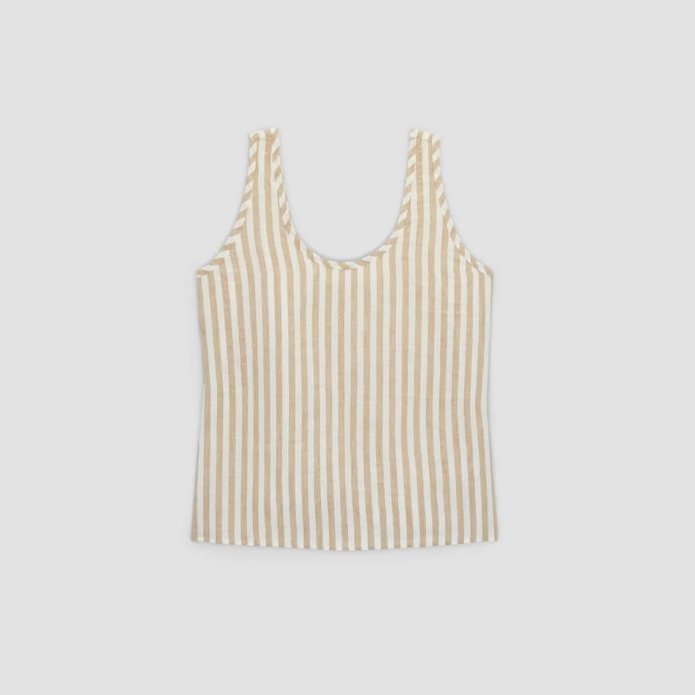 The Scoop Tank in Linen | Bone / Caramel - Image 2