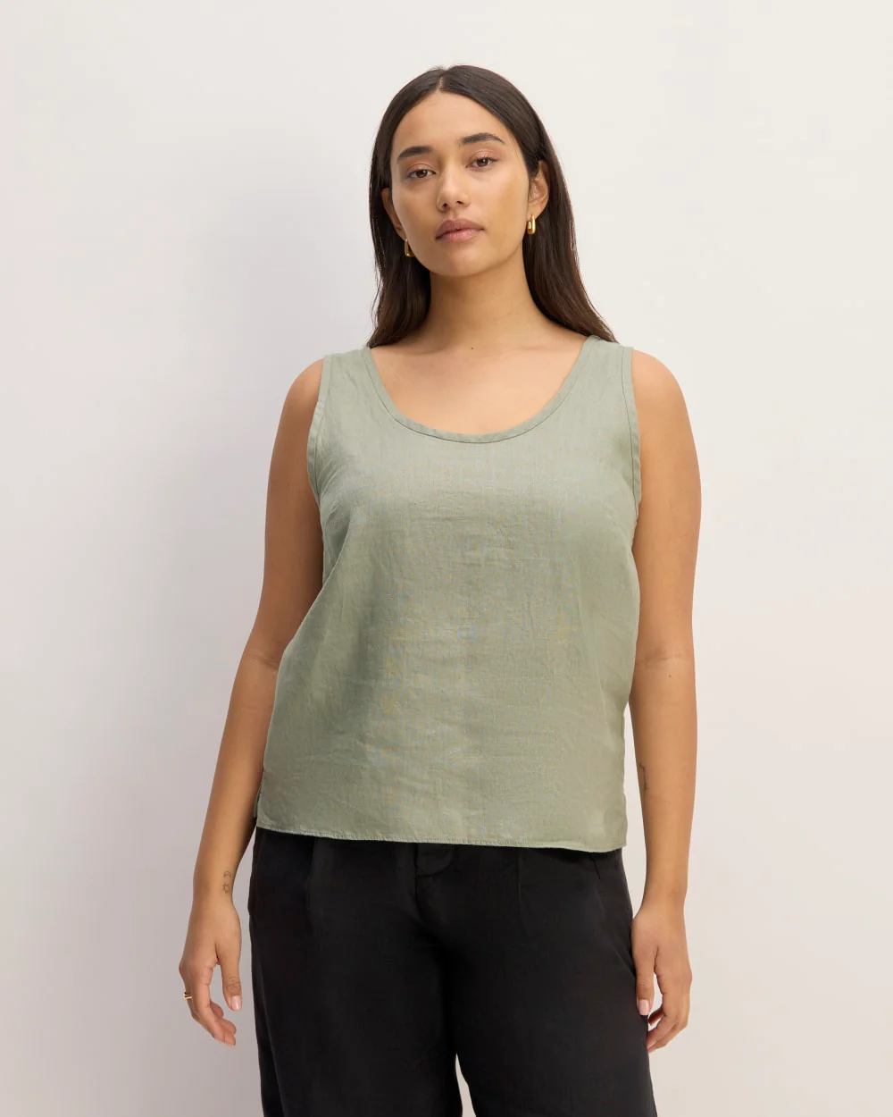 The Scoop Tank in Linen | Sage Green - Image 2