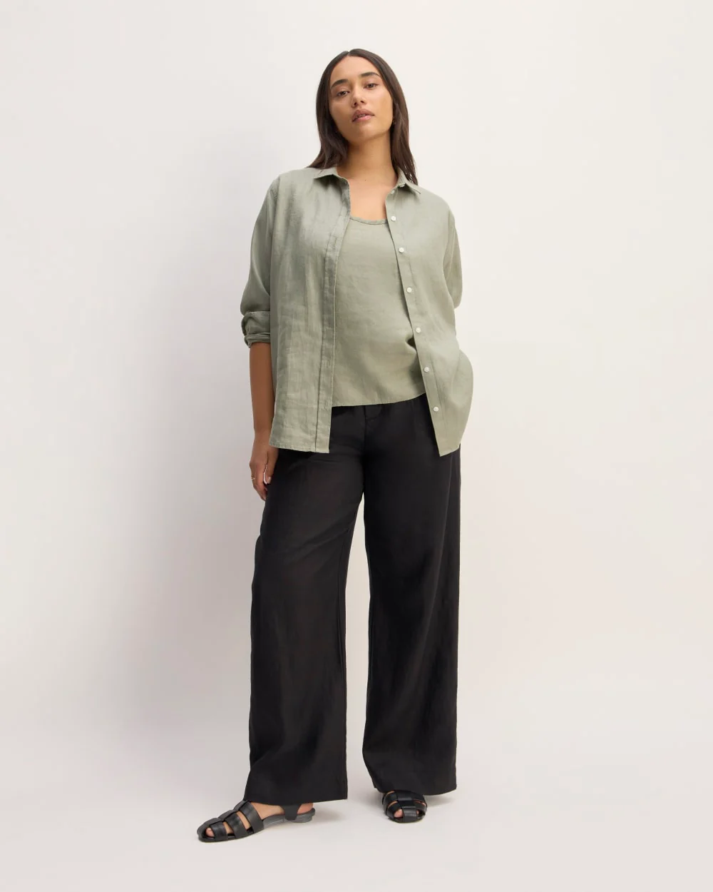 The Scoop Tank in Linen | Sage Green - Image 3
