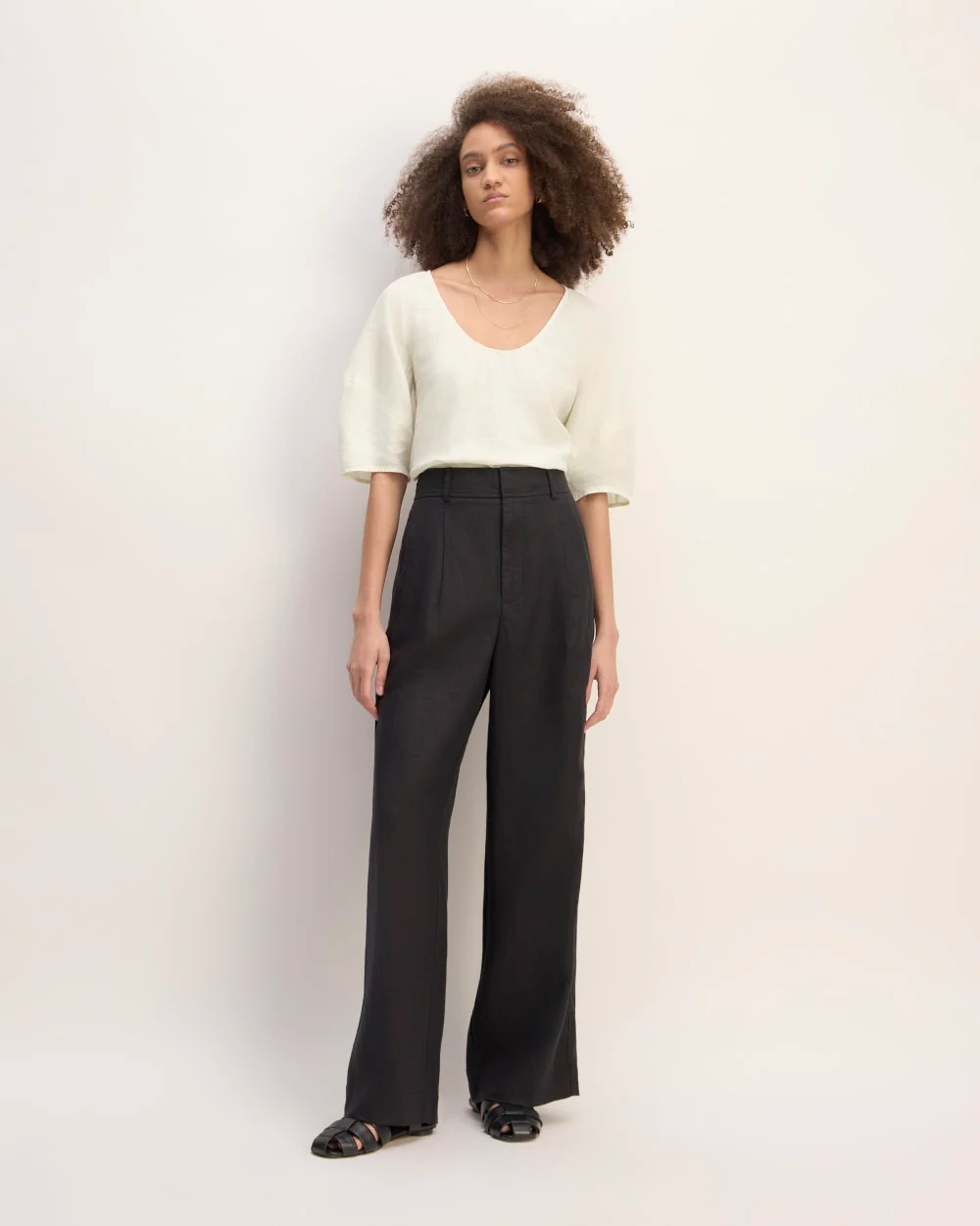 The Scoop Top in Linen | Bone - Image 3