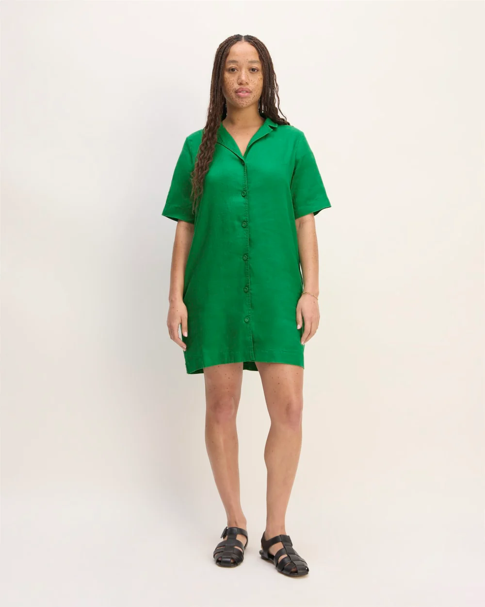 The Shirtdress in Linen | Grass Green - Image 3