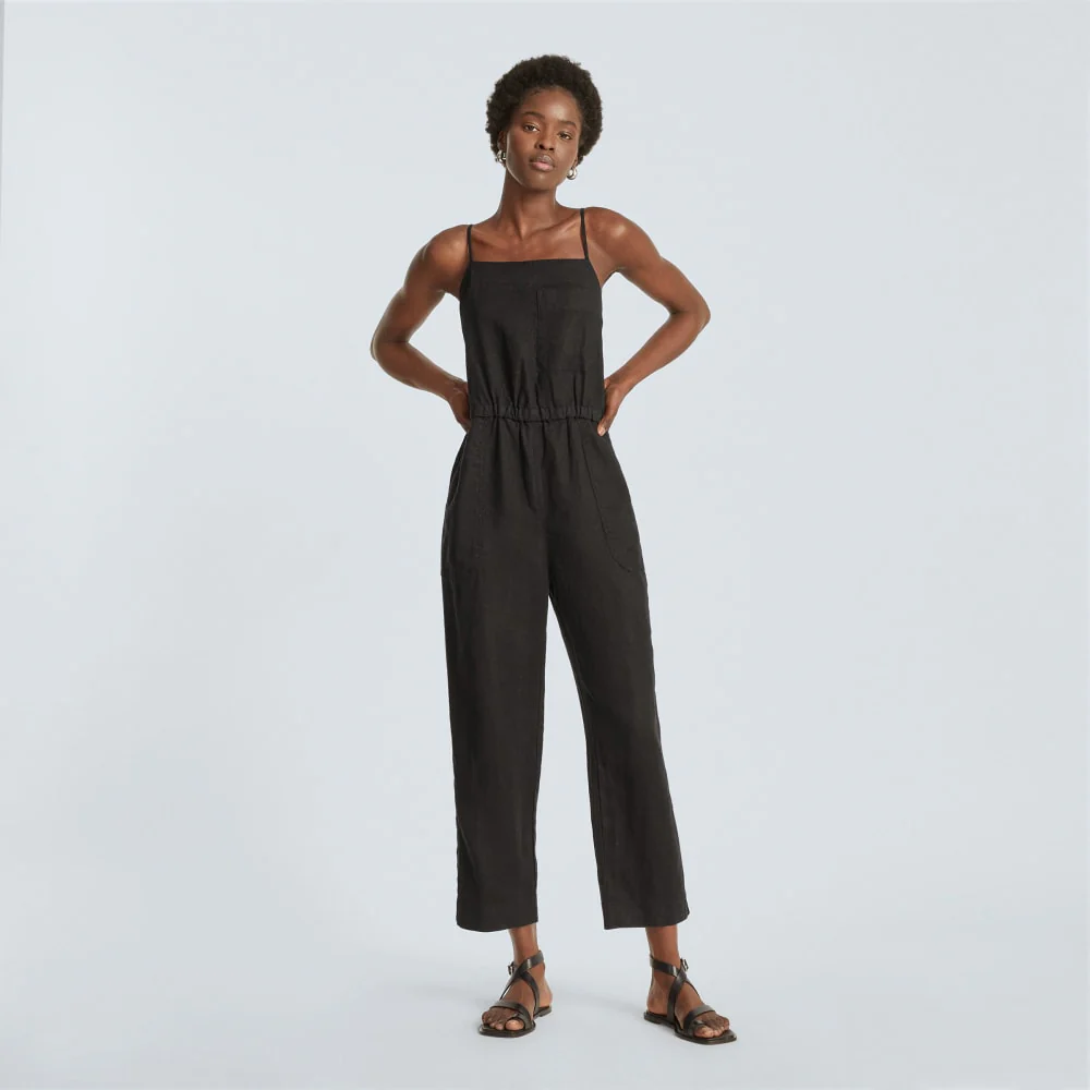 The Linen Shoestring Jumpsuit | Black - Image 2