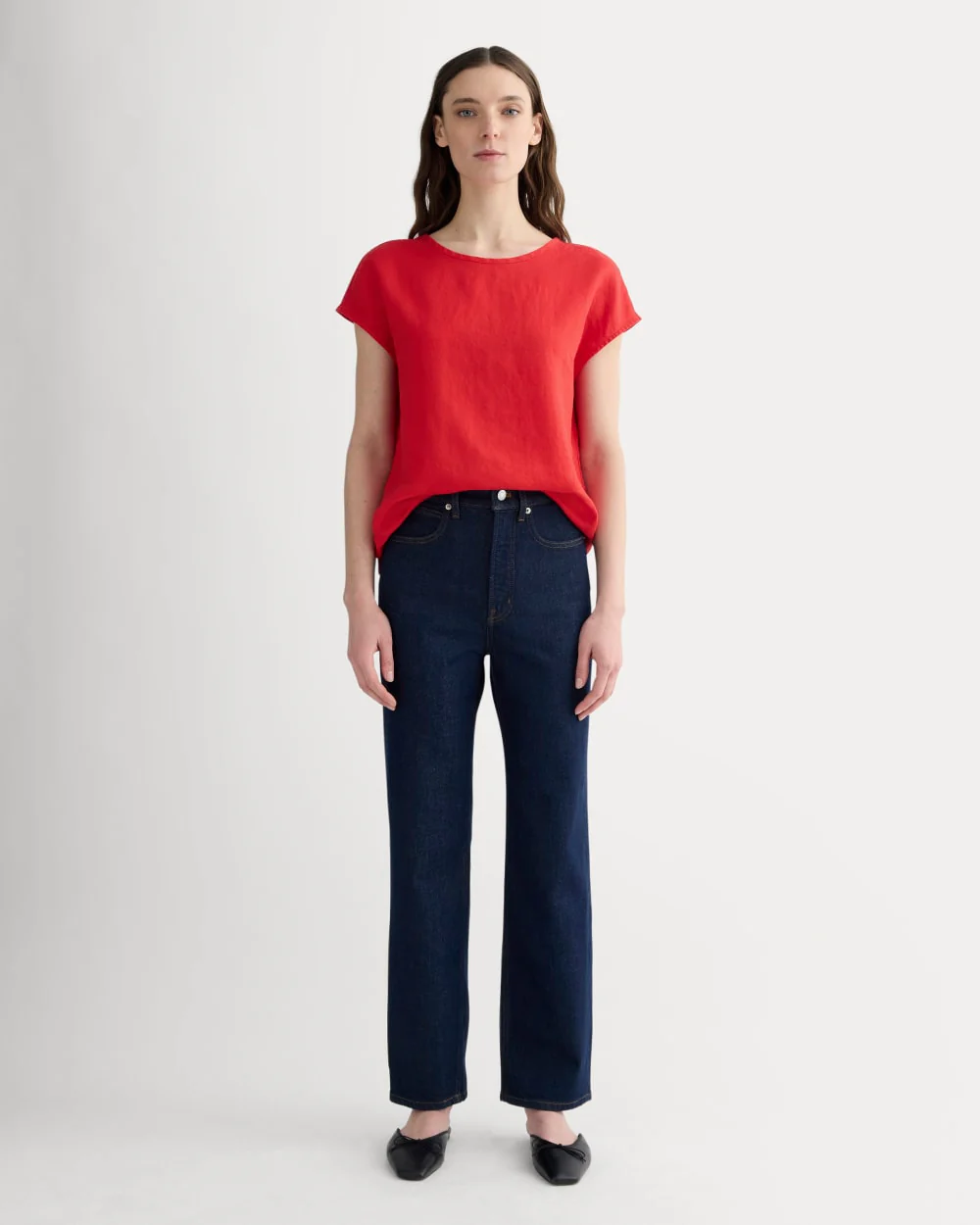 The Muscle Top in Linen | Classic Red - Image 3