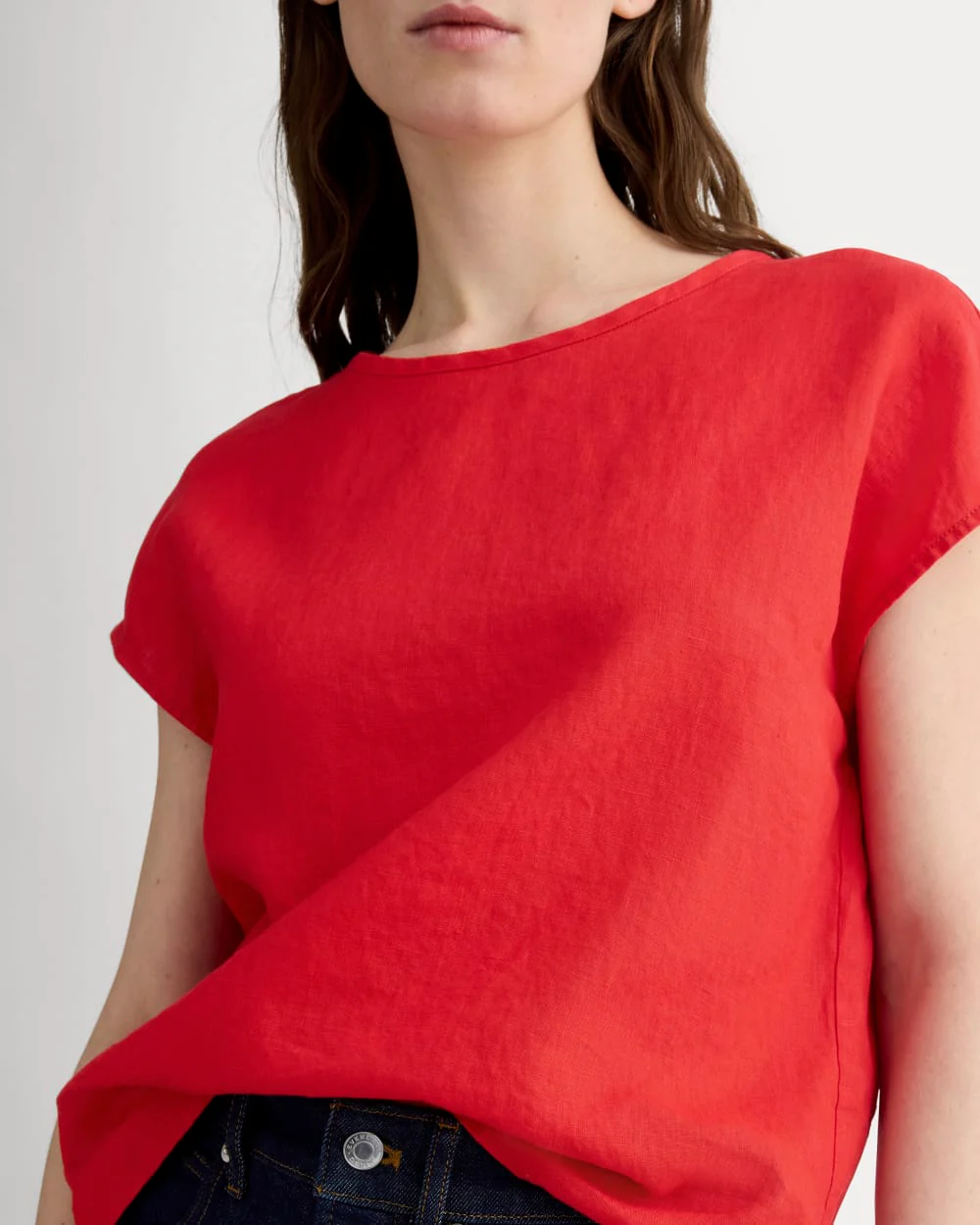 The Muscle Top in Linen | Classic Red - Image 4