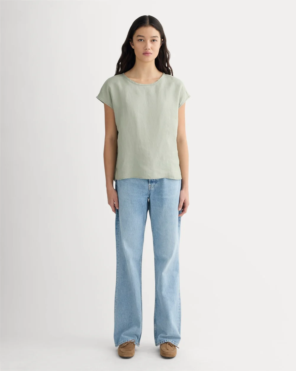 The Muscle Top in Linen | Seagrass - Image 3