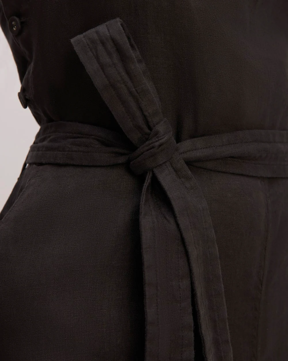 The Linen Side-Button Jumpsuit | Black - Image 4