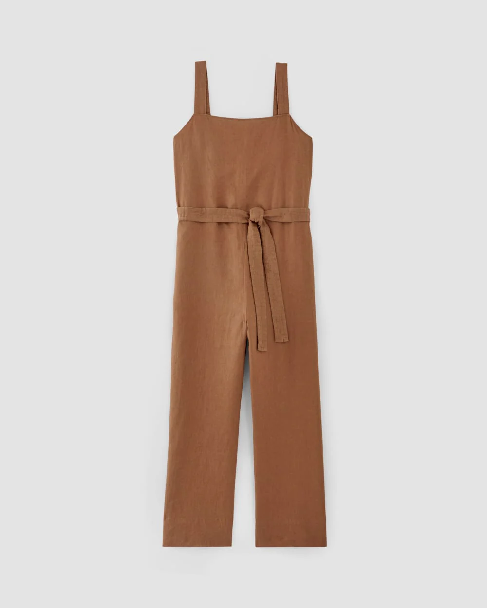 The Linen Side-Button Jumpsuit | Carob Brown - Image 2