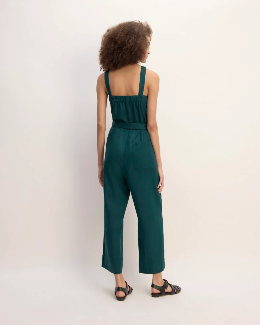 The Linen Side-Button Jumpsuit | Dark Sea - Image 6