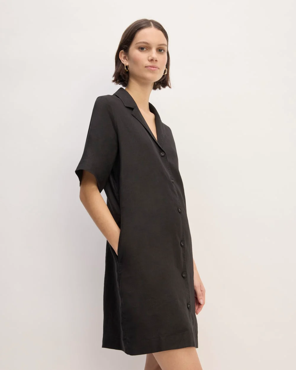The Shirtdress in Linen | Black - Image 3