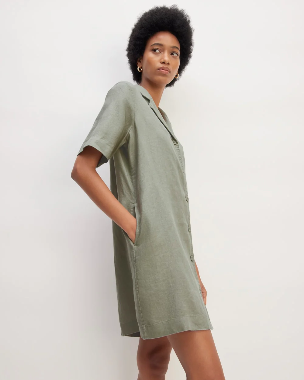 The Shirtdress in Linen | Sage Green - Image 3