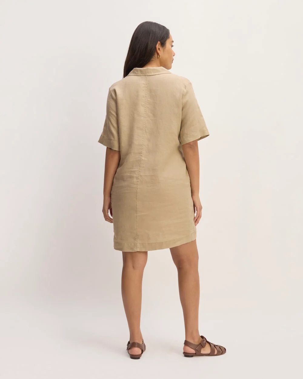 The Shirtdress in Linen | Trench Coat Khaki - Image 6