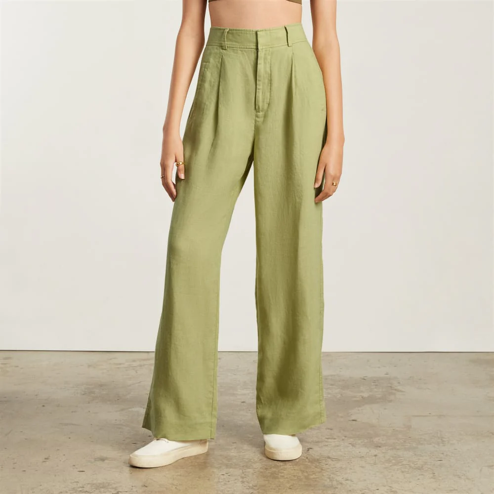The Linen Way-High® Drape Pant  | Leek - Image 2