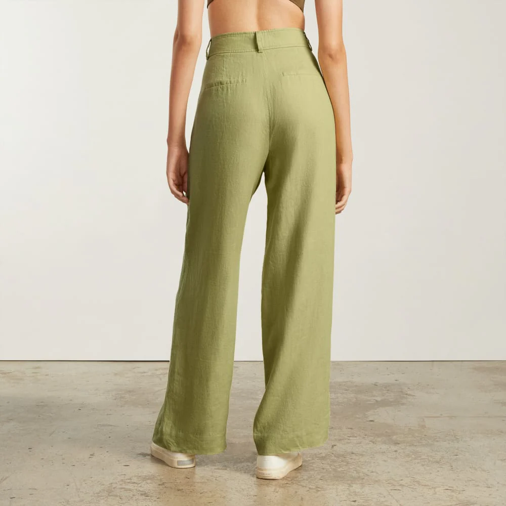 The Linen Way-High® Drape Pant  | Leek - Image 3