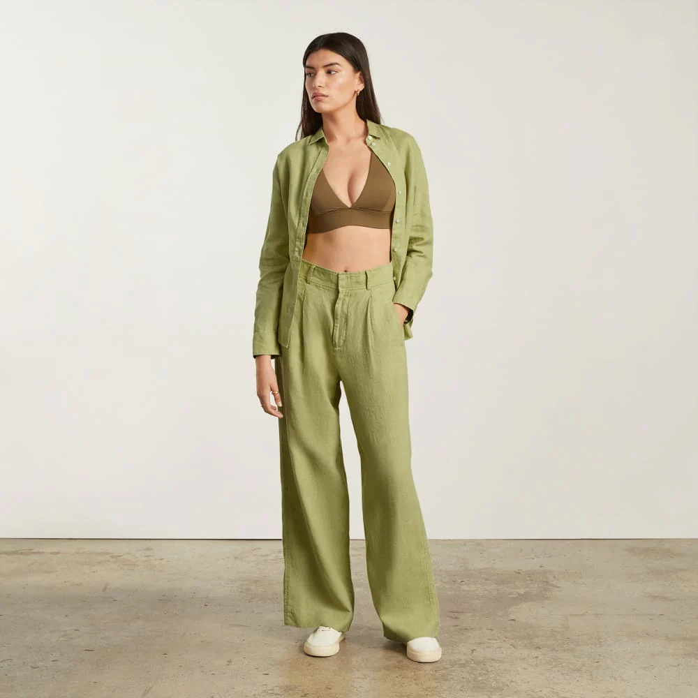 The Linen Way-High® Drape Pant  | Leek - Image 4