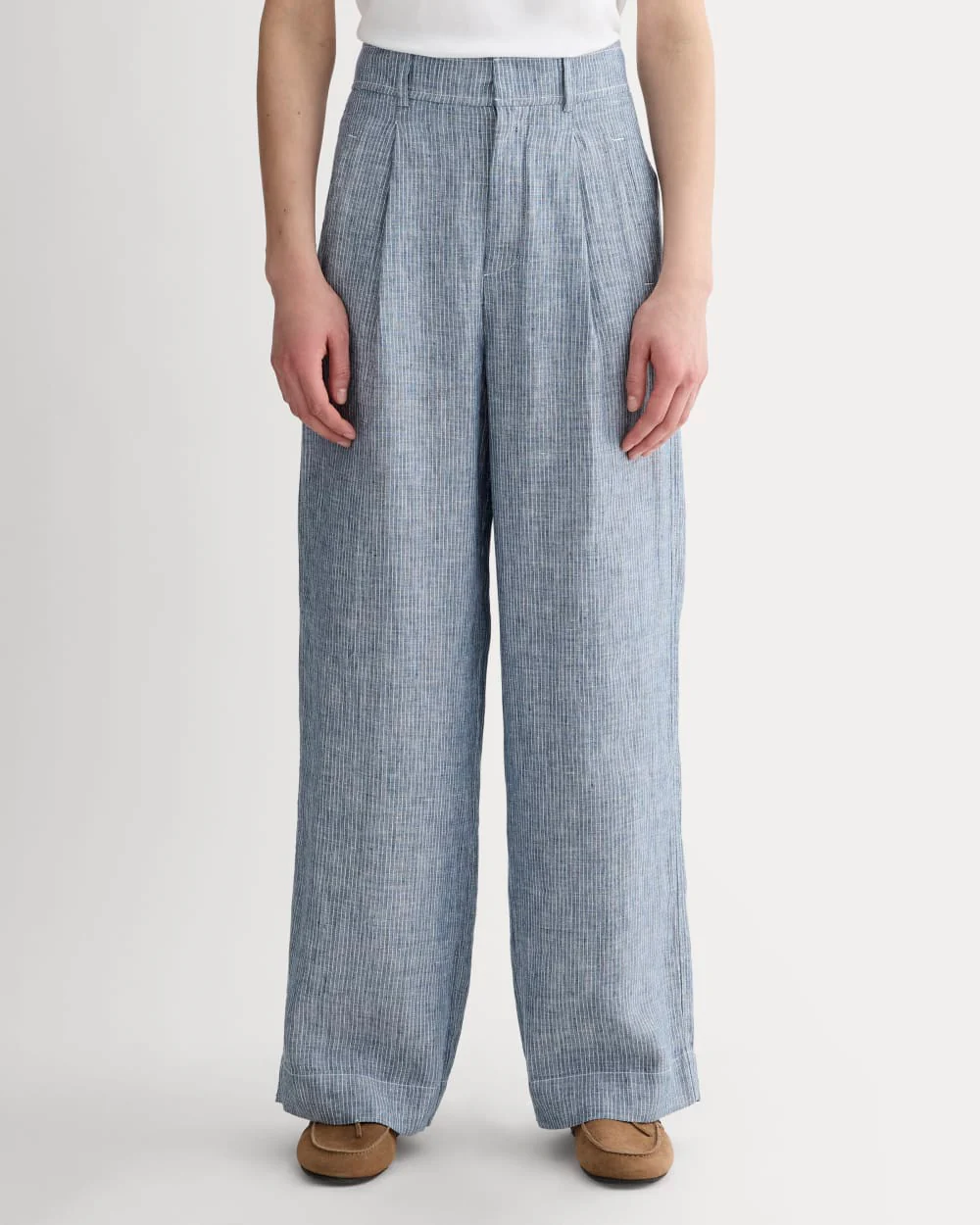 The Linen Way-High® Drape Pant | White / Blue - Image 3