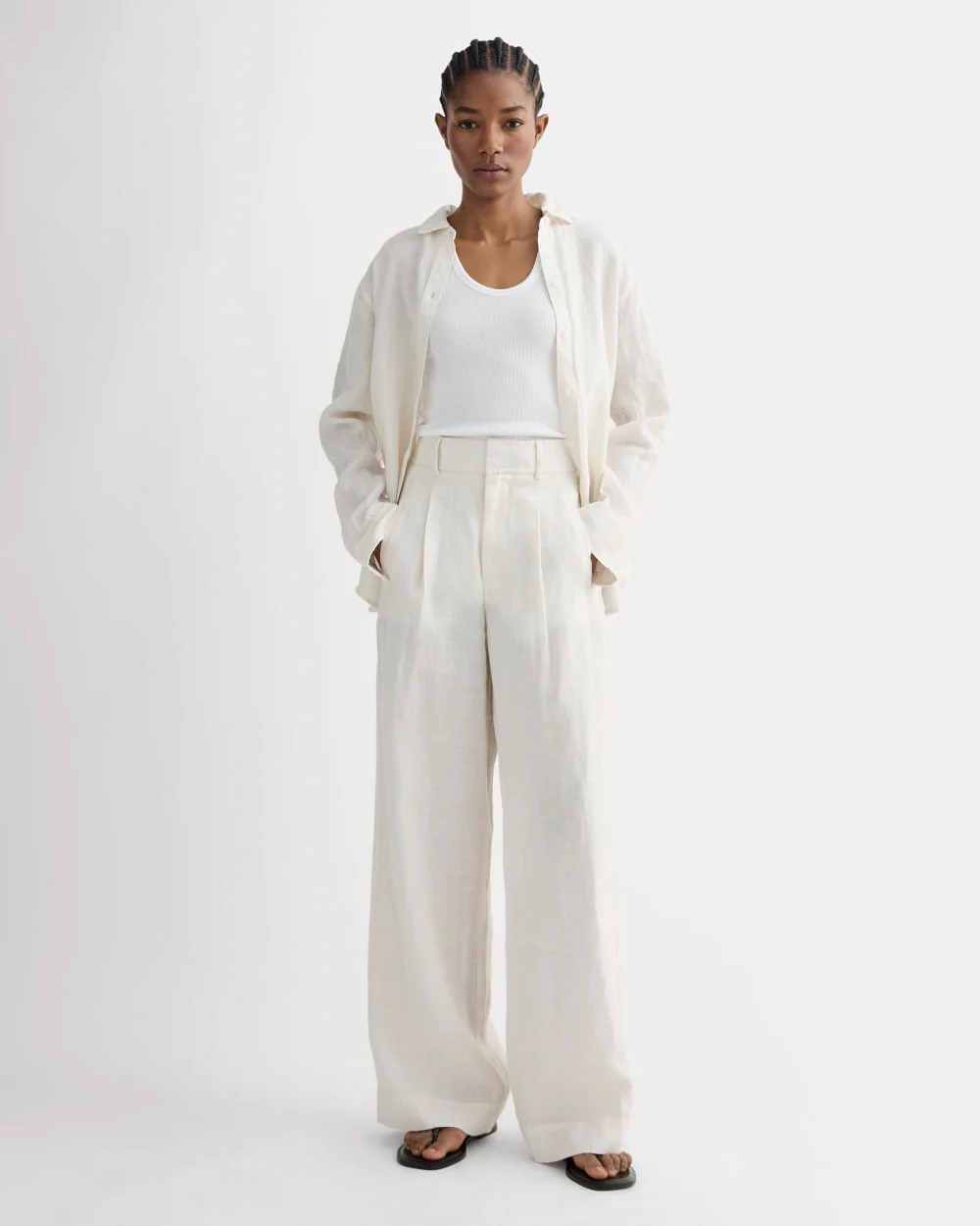 The Linen Way-High® Drape Pant | Natural Chambray