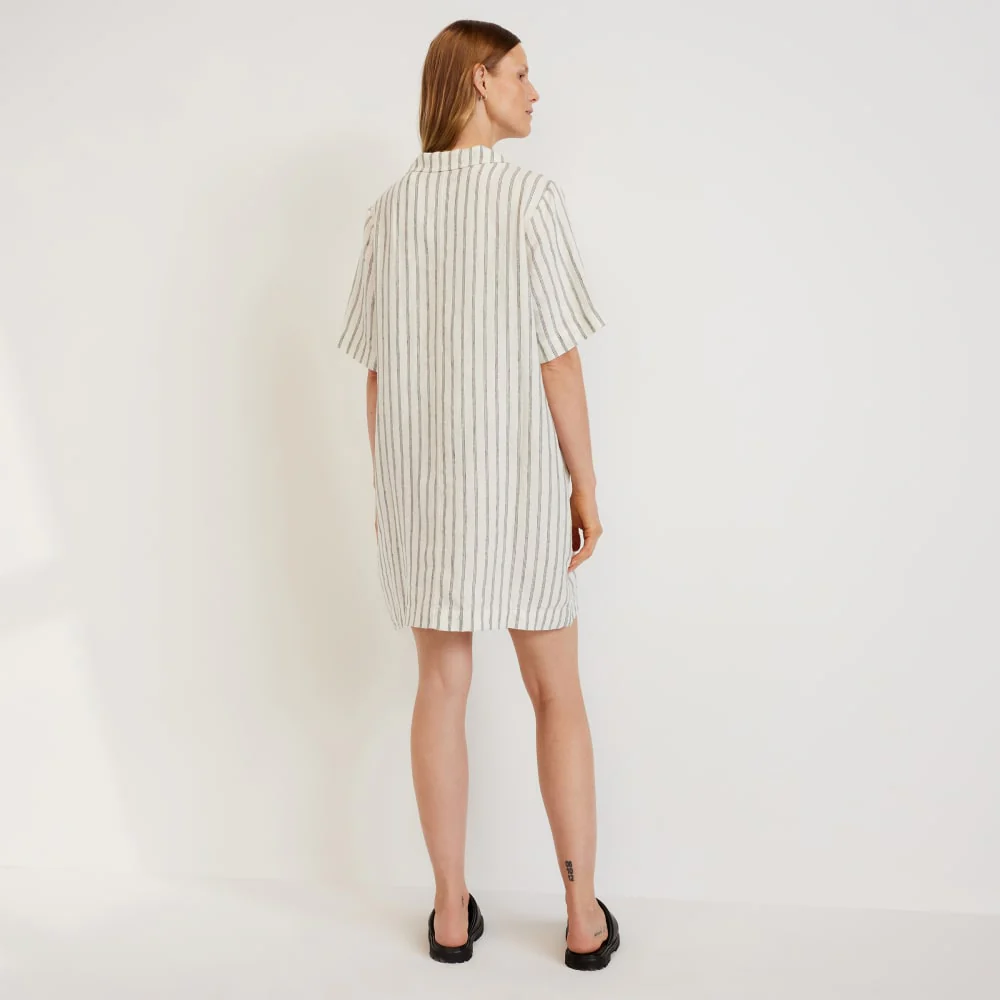 The Linen Workwear Dress | Black / Canvas Tan - Image 3