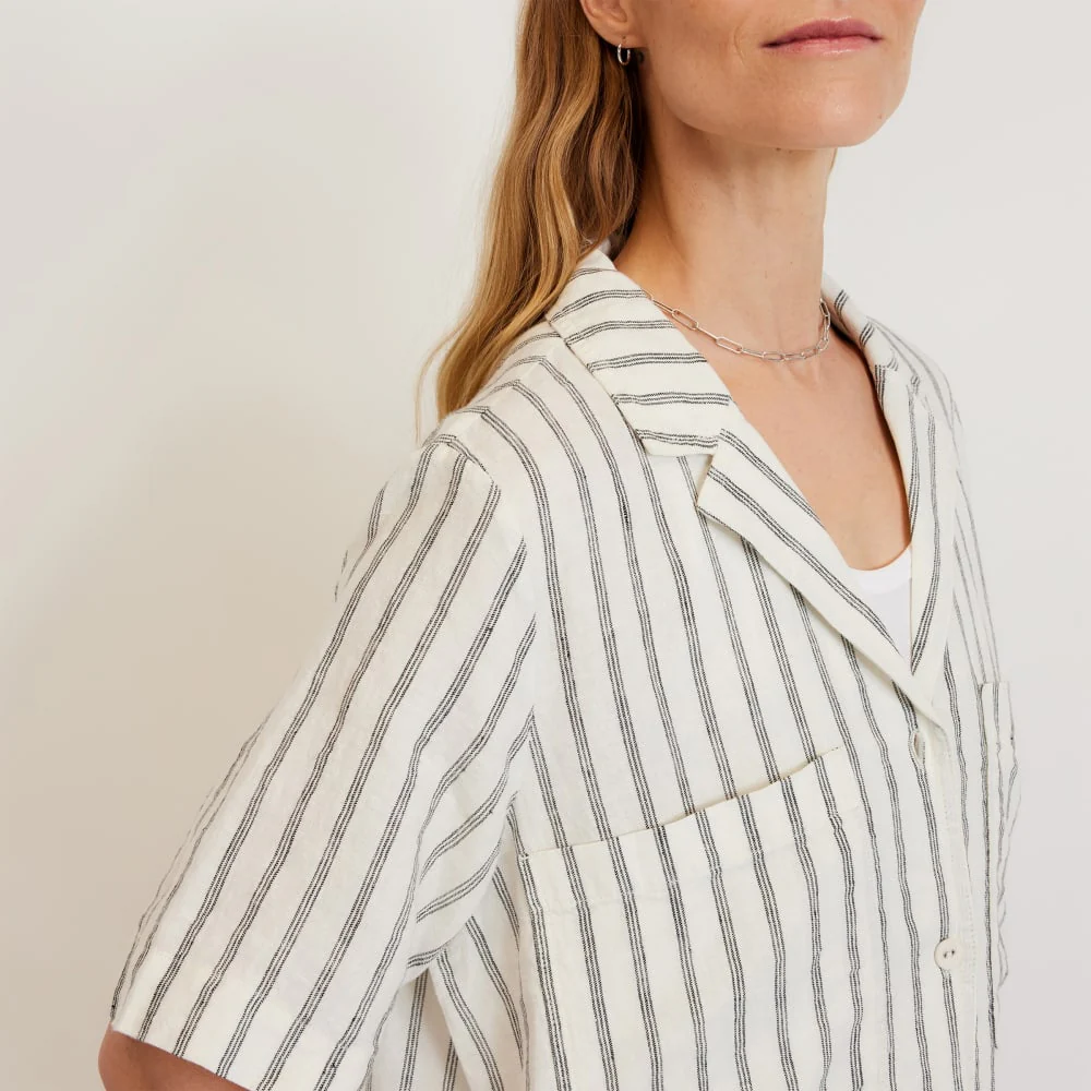 The Linen Workwear Dress | Black / Canvas Tan - Image 4