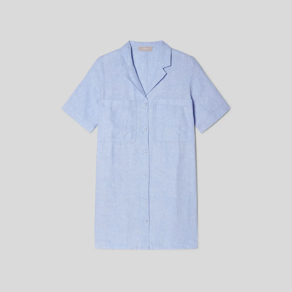 The Linen Workwear Dress | Light Blue - Image 2