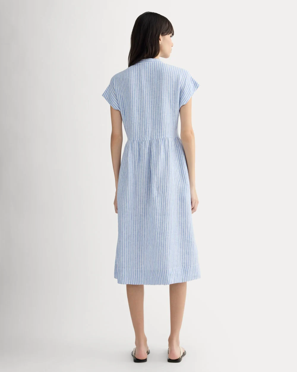 The Craft Dress in Linen | Bluebell / Bone - Image 4